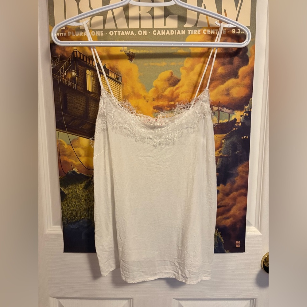 gorgeous white lace trim cami top